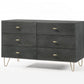 51" Grey Manufactured Wood Six Drawer Double Dresser