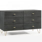 51" Grey Manufactured Wood Six Drawer Double Dresser