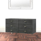 51" Grey Manufactured Wood Six Drawer Double Dresser