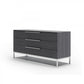 58" Grey Manufactured Wood Three Drawer Dresser