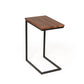 Modern Rustic Brown Aged Oak Wood and Metal C Shape Snack Table