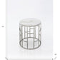 Stylish Silver And White Marble Round Geometric End or Side Table