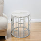 Stylish Silver And White Marble Round Geometric End or Side Table