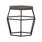 Modern Gray Concrete and Black Metal Hexagonal End Table