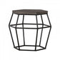 Modern Gray Concrete and Black Metal Hexagonal End Table