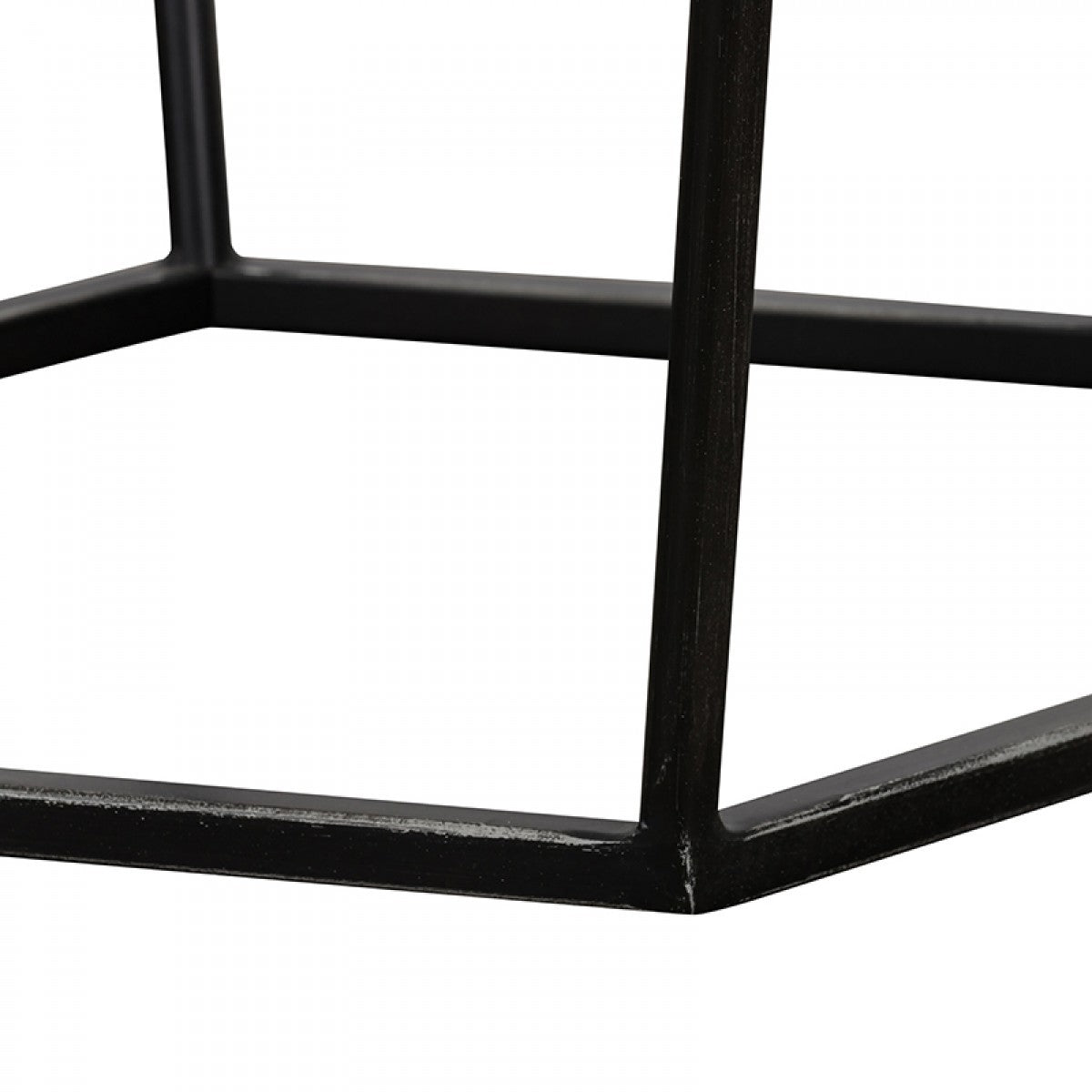 Modern Gray Concrete and Black Metal Hexagonal End Table