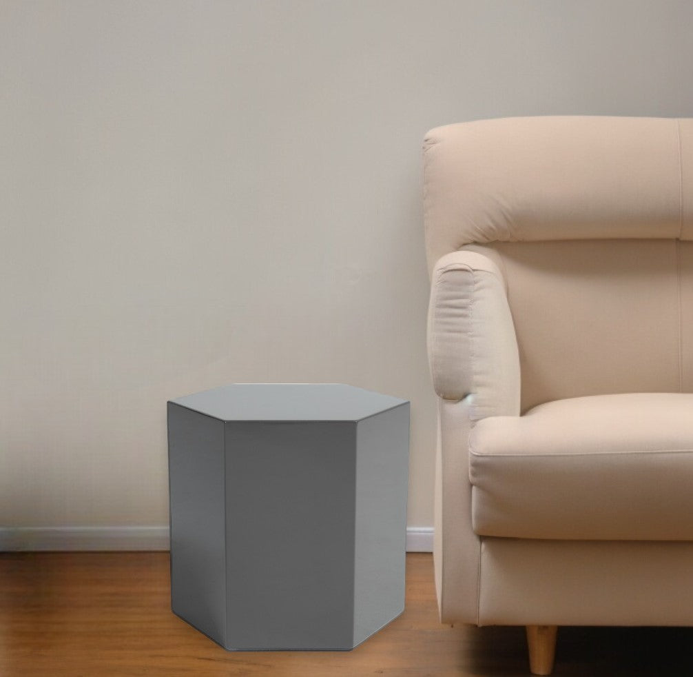 Modern Light Grey High Gloss Hexagonal End Table