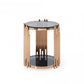 20" Rosegold And Black Glass Round End Table With Shelf