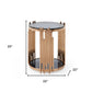 20" Rosegold And Black Glass Round End Table With Shelf