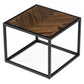 Modern Rustic Brown and Black Chevron Wood and Metal End Table