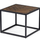 Modern Rustic Brown and Black Chevron Wood and Metal End Table