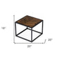 Modern Rustic Brown and Black Chevron Wood and Metal End Table