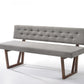 63" Gray and Brown Upholstered Linen Blend Dining Bench