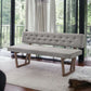 63" Gray and Brown Upholstered Linen Blend Dining Bench