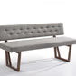 63" Gray and Brown Upholstered Linen Blend Dining Bench