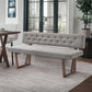 63" Gray and Brown Upholstered Linen Blend Dining Bench