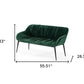 56" Green And Dark Brown Upholstered Velvet Dining bench