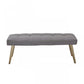 47" Gray and Antiqued Brass Upholstered Linen Blend Dining Bench