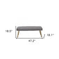 47" Gray and Antiqued Brass Upholstered Linen Blend Dining Bench