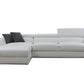 White Genuine Leather L Shaped Two Piece Sofa and Chaise Sectional With Console