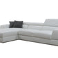 White Genuine Leather L Shaped Two Piece Sofa and Chaise Sectional With Console