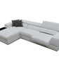 White Genuine Leather L Shaped Two Piece Sofa and Chaise Sectional With Console