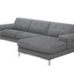 Dark Gray Polyester L Shaped Two Piece Sofa and Chaise Sectional