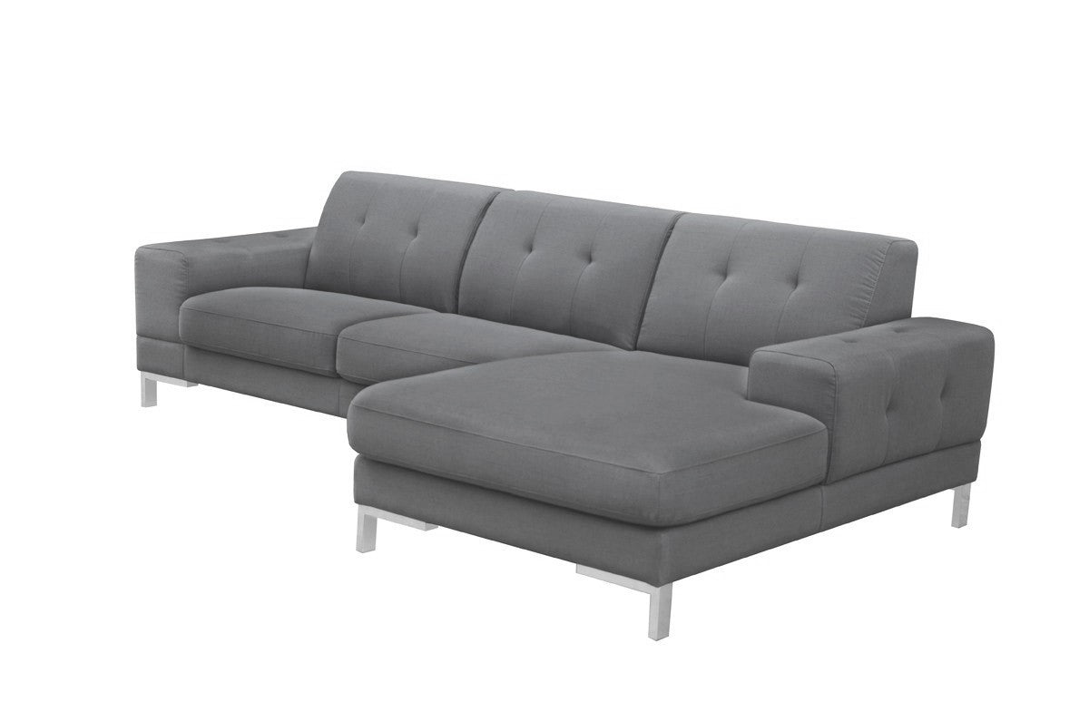 Dark Gray Polyester L Shaped Two Piece Sofa and Chaise Sectional