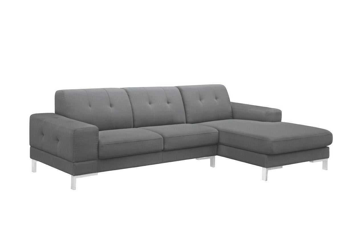 Dark Gray Polyester L Shaped Two Piece Sofa and Chaise Sectional