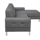 Dark Gray Polyester L Shaped Two Piece Sofa and Chaise Sectional