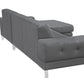 Dark Gray Polyester L Shaped Two Piece Sofa and Chaise Sectional