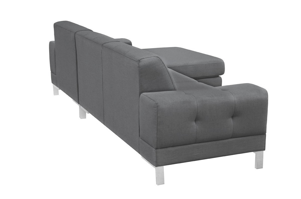 Dark Gray Polyester L Shaped Two Piece Sofa and Chaise Sectional