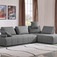 Gray Polyester Modular L Shaped Two Piece Sofa and Chaise Sectional And Toss Pillows