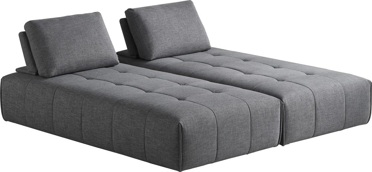 Gray Polyester Modular L Shaped Two Piece Sofa and Chaise Sectional And Toss Pillows