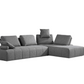 Gray Polyester Modular L Shaped Two Piece Sofa and Chaise Sectional And Toss Pillows