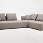 Light Gray Polyester Modular L Shaped Two Piece Sofa and Chaise Sectional And Toss Pillows