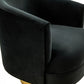 31" Black And Gold Velvet Barrel Chair