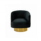 31" Black And Gold Velvet Barrel Chair