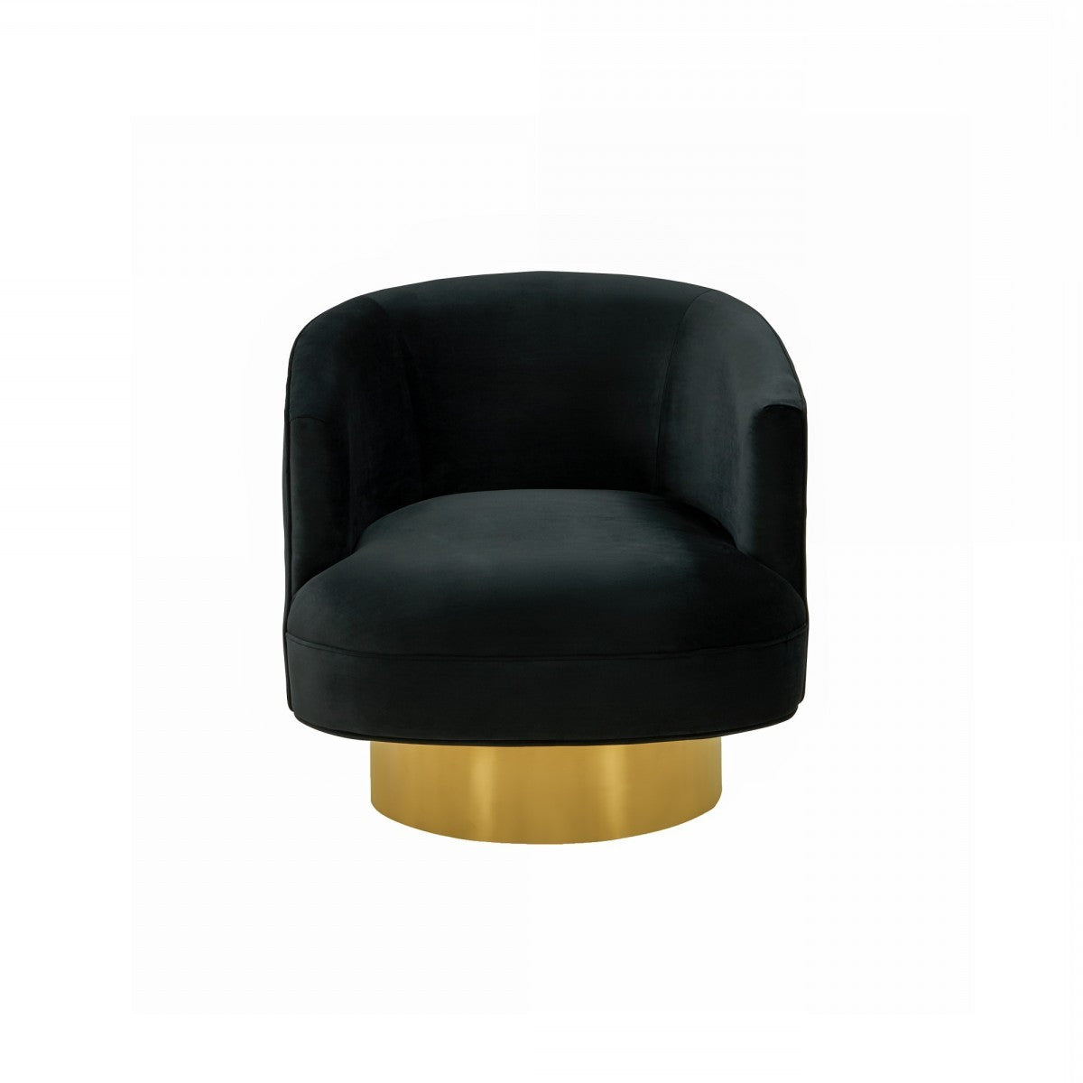 31" Black And Gold Velvet Barrel Chair