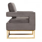 34" Gray And Gold Velvet Arm Chair