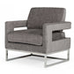 34" Dark Gray And Silver Fabric Arm Chair