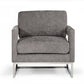 34" Dark Gray And Silver Fabric Arm Chair