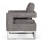 34" Dark Gray And Silver Fabric Arm Chair