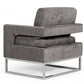 34" Dark Gray And Silver Fabric Arm Chair