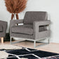 34" Dark Gray And Silver Fabric Arm Chair