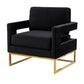 34" Black And Gold Velvet Arm Chair