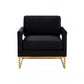 34" Black And Gold Velvet Arm Chair