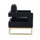 34" Black And Gold Velvet Arm Chair