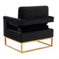 34" Black And Gold Velvet Arm Chair