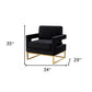 34" Black And Gold Velvet Arm Chair